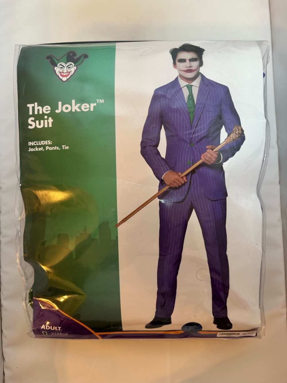 The Joker Suit - Purple Pinstripe Jacket, Pants & Tie